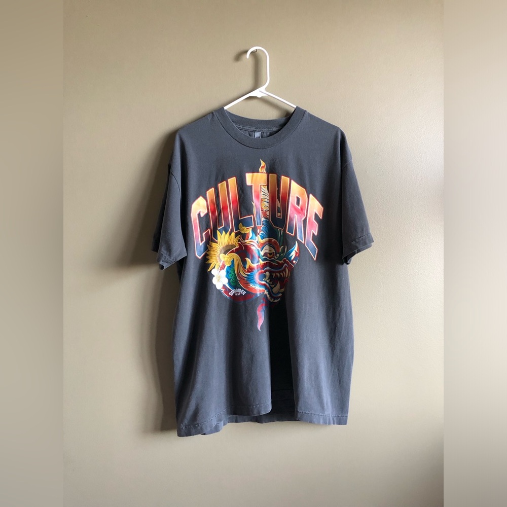 New American Apparel Unisex “Culture” Dragon Graphic Cotton Tee Shirt Size Large